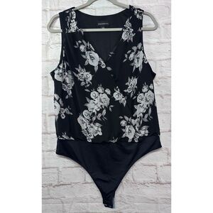 Fortune + Ivy Mesh Bodysuit Women Size Small‎  Black Sz L Stretch  Lined NWOT